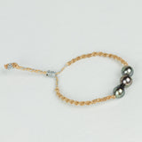Handmade Bracelet with 3 Baroque Tahitian Pearls