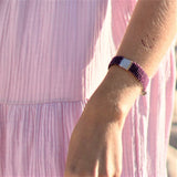 Purple Bracelet with a Beautiful Tahitian Pearl as a Closure