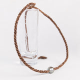 Macrame Hand-made Knotted Cord with a Gray Tahitian Pearl