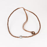 Macrame Hand-made Knotted Cord with a Gray Tahitian Pearl