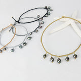 Chokers with Five Baroque Tahitian Pearls around the Neck