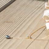 Silver Chain with Ball Slider and a Keshi Pearl Dangle