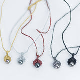 Metallic Hand-knotted Macrame Thread with Tahitian Pearl